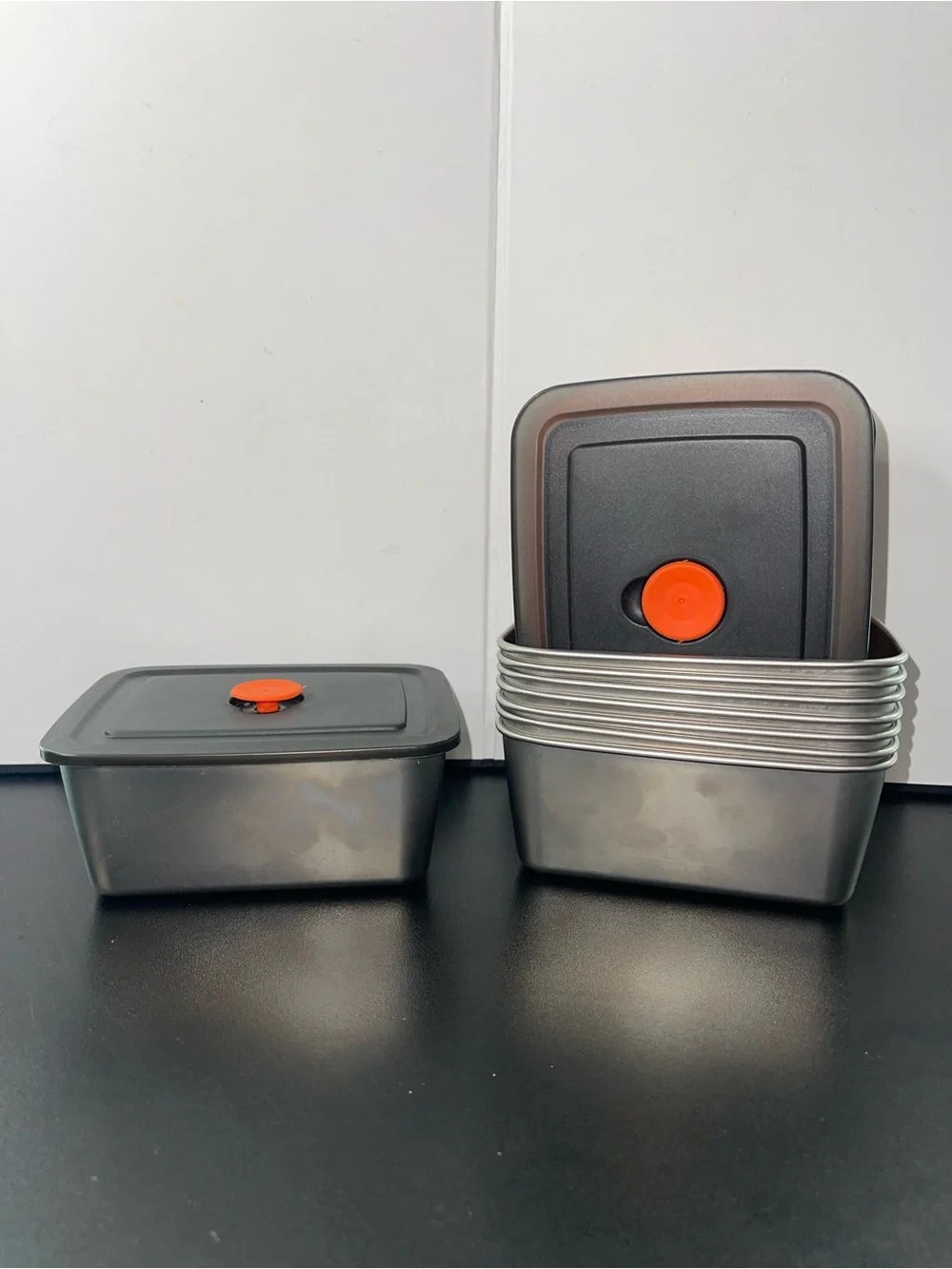 Source Unknown Gray Food Storage Containers with Orange Vents - Set